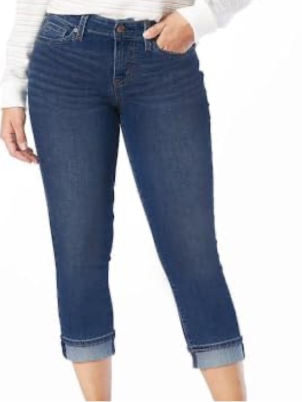 Signature by Levi Strauss Dark Blue Cropped Slim Straight Jeans size 10